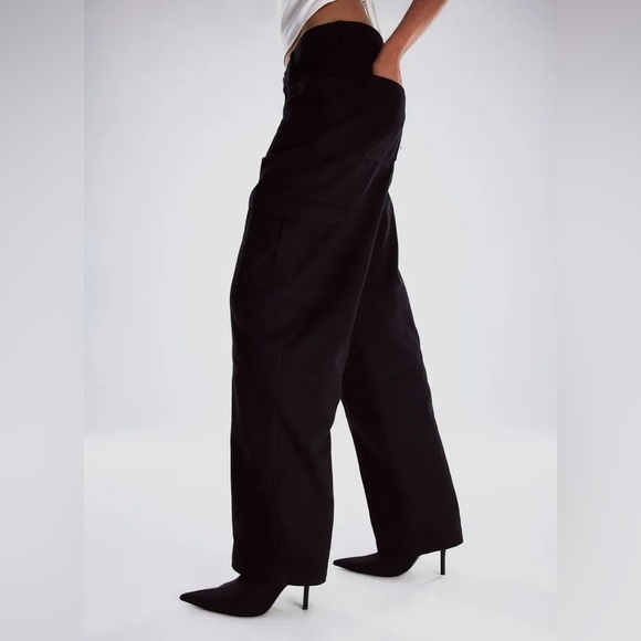 H&M Black Twill Utility Cargo Pants - size 10 - Picture 1 of 6